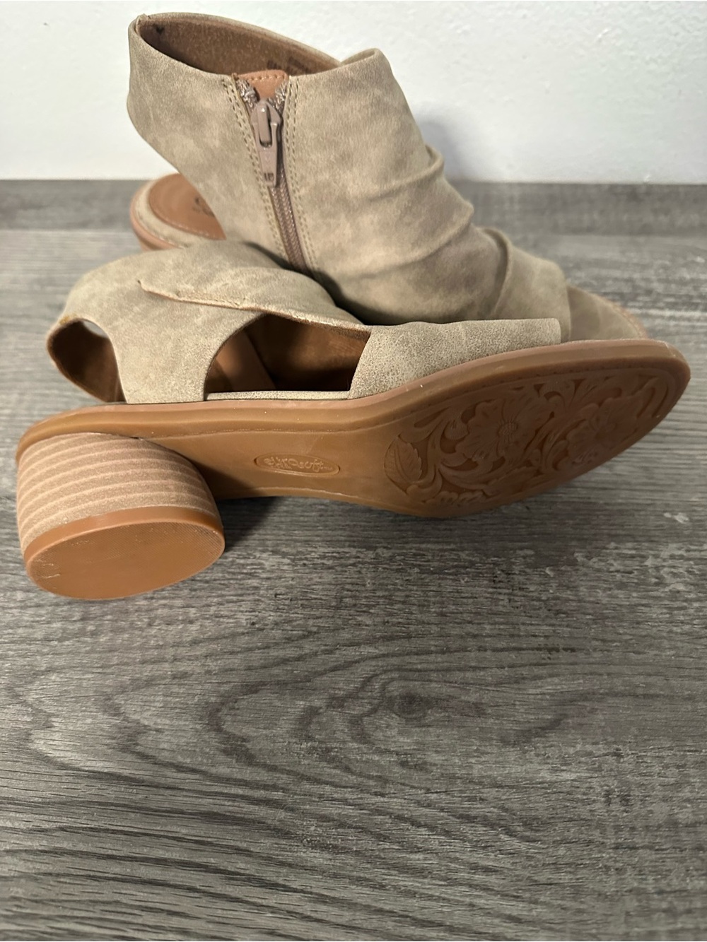 Eurosoft Carlen Ruched Slingback Zip Up Women’s Sandals -  Block Heel Size 6